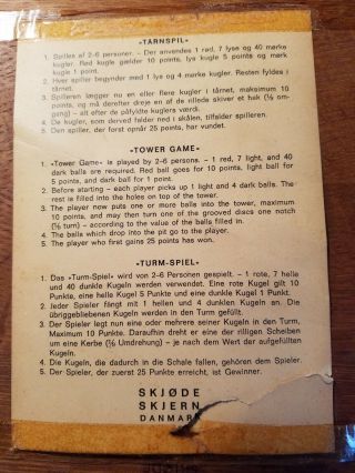 VINTAGE 1966 WOODEN SKJODE TARNSPIL TOWER GAME DENMARK WITH MARBLES 8