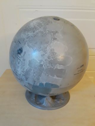 RARE vintage MOON GLOBE 1966 BY REPLOGLE GLOBES INC with plastic CRATER base 3