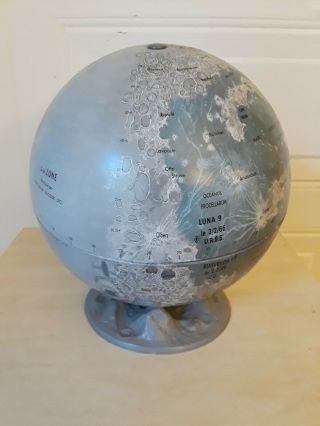 RARE vintage MOON GLOBE 1966 BY REPLOGLE GLOBES INC with plastic CRATER base 4