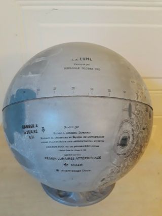 RARE vintage MOON GLOBE 1966 BY REPLOGLE GLOBES INC with plastic CRATER base 5