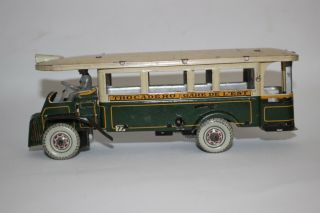 ANTIQUE 1920s CHARLES ROSSIGNOL PARISIAN BUS TROLLEY Wind Up Tin Toy 4