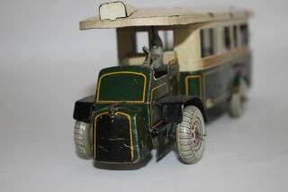 ANTIQUE 1920s CHARLES ROSSIGNOL PARISIAN BUS TROLLEY Wind Up Tin Toy 5