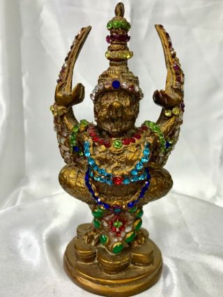 Garuda Phaya Krut Phra Lp Rare Old Thai Buddha Amulet Pendant Magic Decor 79