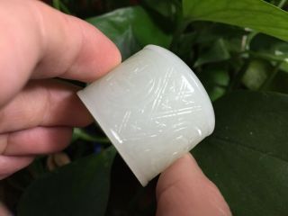 Top Chinese Antique 19th Century White Jade Nephrite Ring 11