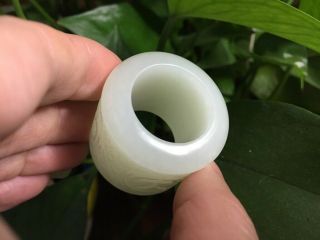 Top Chinese Antique 19th Century White Jade Nephrite Ring