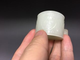 Top Chinese Antique 19th Century White Jade Nephrite Ring 5