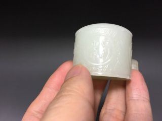 Top Chinese Antique 19th Century White Jade Nephrite Ring 6