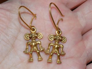 Pre - Columbian Panamanian Gold Figure Earrings,  Pre - Columbian Style Gold Figures