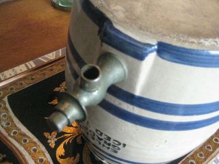 Antique/Vintage Blue/White Stoneware Ice Tea Cooler Rare EHLER ' S ICED TEA 10