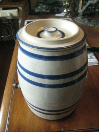 Antique/Vintage Blue/White Stoneware Ice Tea Cooler Rare EHLER ' S ICED TEA 4