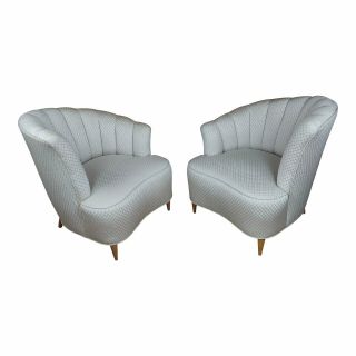 Art Deco Glamour Chairs W/asymmetrical Shell Back - A Pair