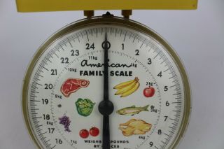 Mid - Century American Family Food Kitchen Scale 25 lb.  Pound Metal Yellow 2