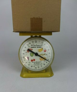 Mid - Century American Family Food Kitchen Scale 25 lb.  Pound Metal Yellow 8