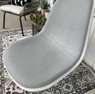 Herman Miller Side Shell Chair Performance Fabric Light Gray On White