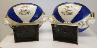 Pair French Sevres Style Hand Painted Porcelain Urns,  19th C.  Floral Motifs 5