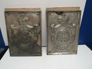 (2) Christofle Plated Silver/bronze Building Landmark Plaques One Of A Kind Pair