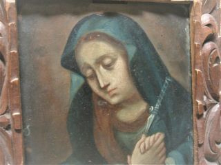 LATE 1800 ' S RETABLO PAINTING ON COPPER OUR LADY OF SORROWS BRUSHWORK 3