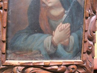 LATE 1800 ' S RETABLO PAINTING ON COPPER OUR LADY OF SORROWS BRUSHWORK 5