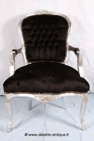 Louis Xv Arm Chair French Style Chair Vintage Furniture Black And Silver