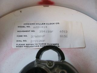 Rare Howard Miller Wall Clock Model 622 414 Geometric Hands George Nelson 1970 5