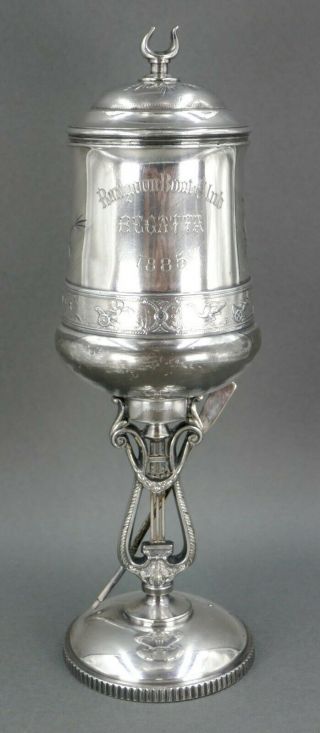 Antique Aesthetics Rangoon Boat Club Regatta Chalice Trophy Burma Silver Plate 7