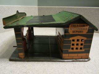 Vintage MARX TIN LITHO SERVICE STATION WITH GAS PUMPS 2