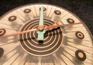Vintage General Electric MCM Space Age Atomic Turquoise Blue Kitchen Wall Clock 4