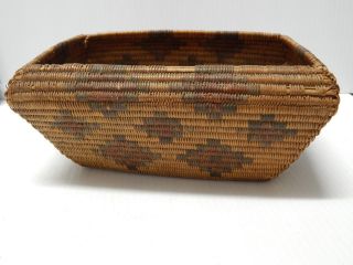 Rare 2 Find Vintage Antique Moapa Paiute Coiled Polychrome Rectangular Basket