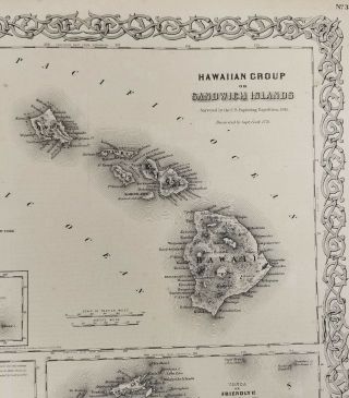 Antique Colton ' s Atlas Map of Hawaii Sandwich Islands South Pacifc Tribal 2