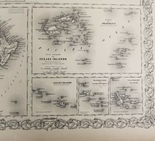 Antique Colton ' s Atlas Map of Hawaii Sandwich Islands South Pacifc Tribal 3