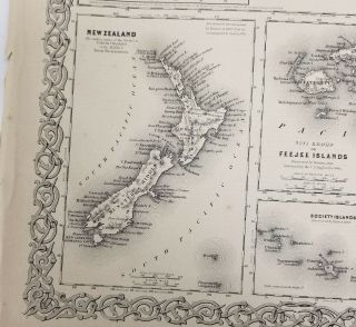 Antique Colton ' s Atlas Map of Hawaii Sandwich Islands South Pacifc Tribal 4