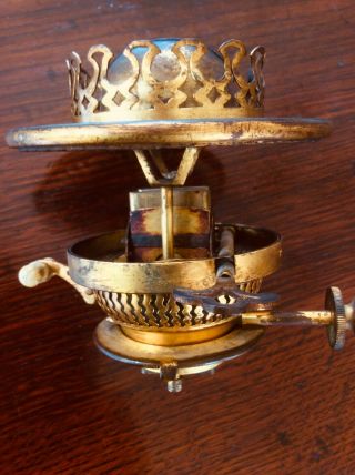 1888 PAT.  CRYSTAL JEWEL RAISER OIL LAMP BURNER BY HINKS WITH UNIQUE GILT FINISH 11