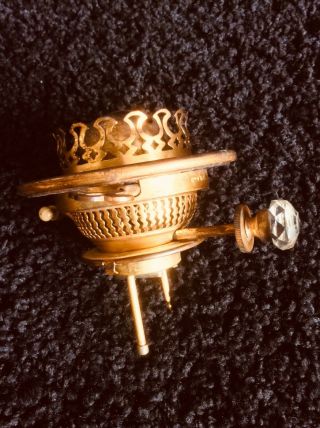 1888 Pat.  Crystal Jewel Raiser Oil Lamp Burner By Hinks With Unique Gilt Finish