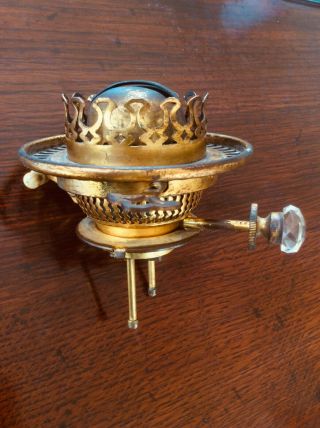1888 PAT.  CRYSTAL JEWEL RAISER OIL LAMP BURNER BY HINKS WITH UNIQUE GILT FINISH 5