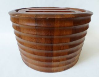 Scan Look AQ Teak Wood Staved Covered Ice Bucket Insulated Vintage MCM 2