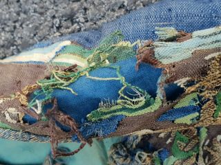 A antique embroidered blue silk Chinese robe dragon 9