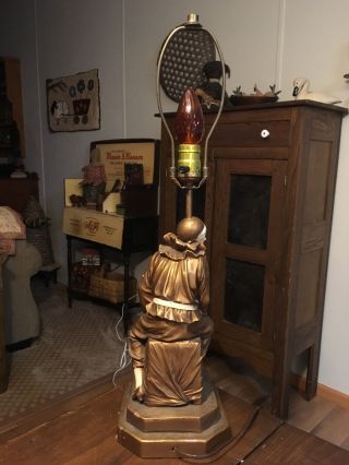 VINTAGE 1958 QUARTITE CREATIVE CORP PIERROT CLOWN CHALK TABLE LAMP - 25 
