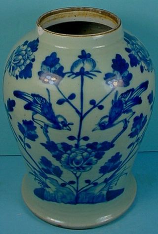 LATE 19th CENTURY CHINESE BLUE & WHITE PORCELAIN CELADON GLAZED TEMPLE JAR 6