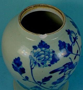 LATE 19th CENTURY CHINESE BLUE & WHITE PORCELAIN CELADON GLAZED TEMPLE JAR 7