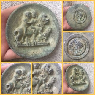 Rare Ancient Small Roman Bronze Plate,  C 1st To 4th Century