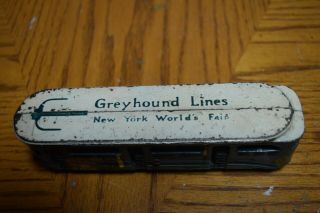 1939 CAST IRON YORK WORLDS FAIR GREYHOUND TOURING BUS & TROLLEY ARCADE TOY C 9