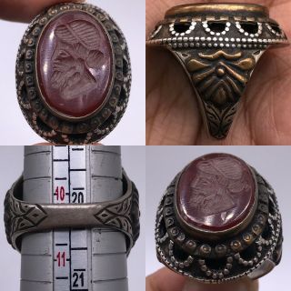 Unique Old Rare Agate Antique Stone Solid Silver Roman Ring