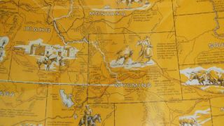 Antique Oregon Trail Map 1948 Wagon Trains,  Conestogas,  Gold Rush OAK FRAME 8