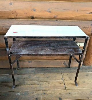 Vintage Industrial Metal Wood Slim Console Table