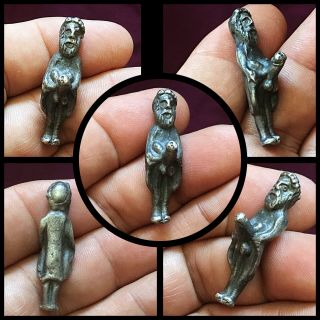 Very Rare Solid Silver Roman Statue Hercules With Large Phallic C1st 3rd Cent A