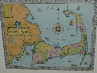 1932 Cape Cod Map By Walter M Gaffney - - Vintage