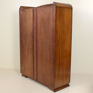 Art Deco Walnut Wardrobe Moderne Vintage Double Armoire 9