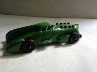 Antique HUBLEY Cast Iron Green Toy Race Car Made in USA 3