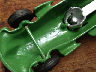 Antique HUBLEY Cast Iron Green Toy Race Car Made in USA 8