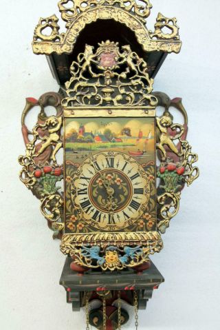 Antique Big Wall Clock Dutch Stultyen Stool Clock STOELKLOK 80 cm heigth XXL 2